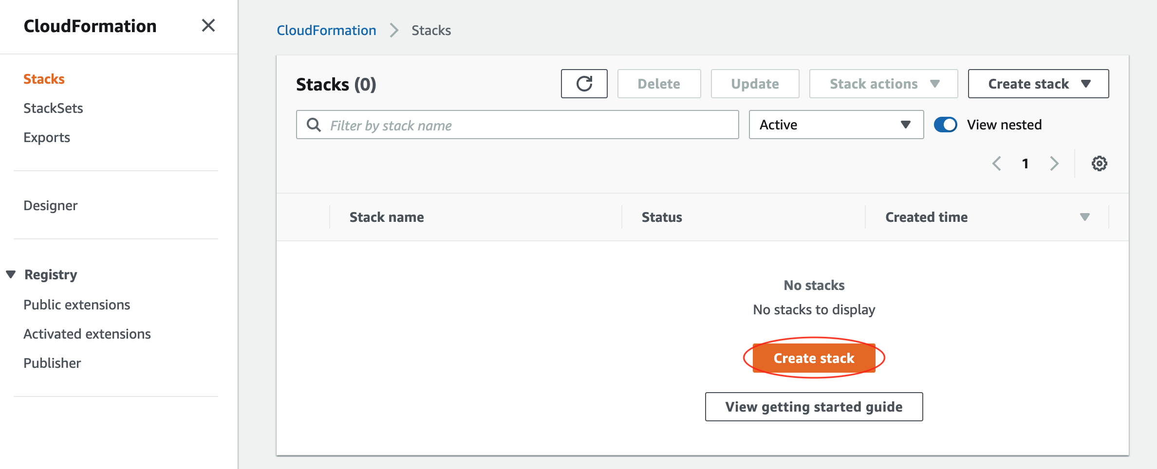 CloudFormation create stack